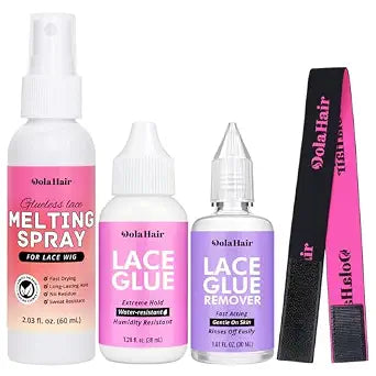Dolahair Wig Glue Spray for Front Lace Wig Lace Melting Spray for Wigs Melting Spray Lace Bond Spray Lace Glue Kit Wig Install Kit (Melting Spray Kit-60ml)