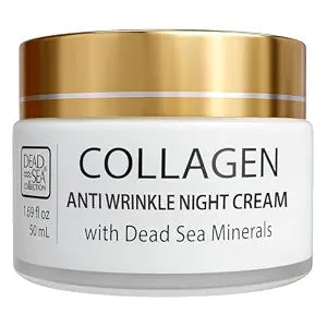 Dead Sea Collection Moisturising Night Face Cream with 3X Collagen – Anti Aging Nourishing Facial Moisturiser with Dead Sea Minerals and Vitamin E for Women and Men – All Skin Types (50 ml)
