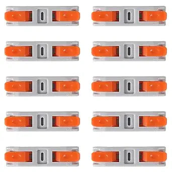 10pcs Lever Wire Connectors, Mini Quick Connectors Push-in, Electrical Wire Butt Splice Inline Terminals, 24-12 AWG,1 in 1 Out