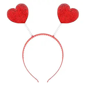 WOVOWOVO Valentine Heart Headband Red Sequin Hearts Headband for Women Cute Hearts Head Props Headbands for Halloween Birthday Wedding Party Costume Hair Accessories