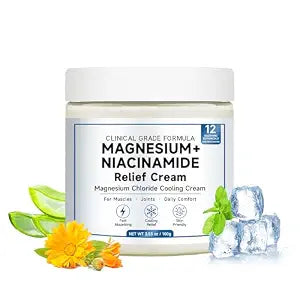 Magnesium F Niacinamide Relief Cream - Magnesium Cream for Joints, Leg, Foot, 12 Ingredients for Relief, Fast Acting Cooling Formula, Lightweight, Non-greasy -1PC Magnesium Chloride Cream