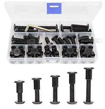 50pcs Black M8 Countersunk Rivet Socket Cap Connecting Bolts Cap Nuts Assortment Kit, M8 x 20mm/25mm/30mm/35mm/40mm