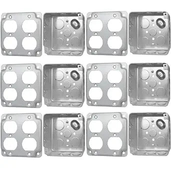 2-Gang Metal Outlet Box with Duplex Cover, UL Listed, 6 Pack