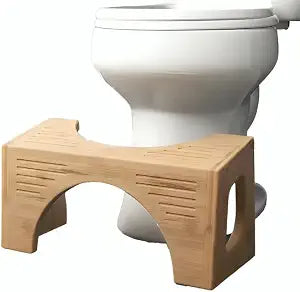 Bamboo Toilet Stool for Adults, Foldable 7-Inch Squat Stool for Bathroom, Collapsible Bamboo Toilet Stool,Non-Slip Strip,Potty Step Stool, Better Posture During Use