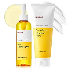 MANYO Best Double Cleansing Duo, Pure Cleansing Oil 6.76 fl oz (200ml), Pure & Deep Cleansing Foam 5.41 fl oz (160ml), Blackhead Remover, Korean Skin Care