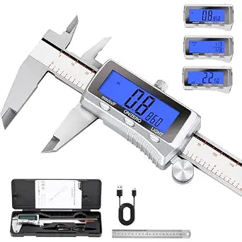 HARDELL Digital Caliper 6 Inch, Rechargeable All Metal W/Backlight Screen