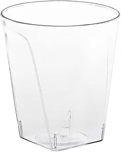 Party Essentials Disposable Plastic Cups 2-Ounce Mini Square Shot Glasses, for Wine Tastings, Small Portions, Food Samples, Condiments, Sauces, 120-Count, Clear