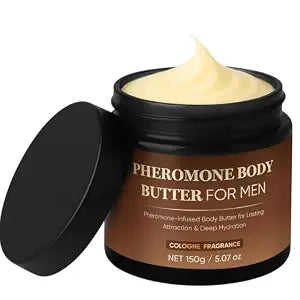 Pheromone Body Butter for Men with Long-Lasting Scent - 2-in-1 Moisturizer & Cologne, Shea Butter Formula for Dry Skin, Non-Greasy, Suitable for Sensitive Skin​