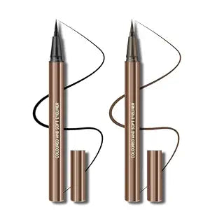 KYDA 2 Colors Liquid Eyeliner, Black Brown Matte Tint, Ultra Fine Tip, Lasting Pigment Eyeliner Pencil, Silky Smooth Formula, Quick Drying