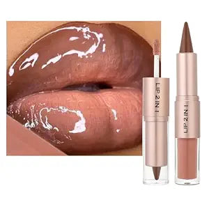 MiaSarah Lip Liner Gloss Lip Combo Sets Kit,Nude Brown Lip Liner and Brown Gloss Set, lip combo sets for black women, High Pigmented Long Lasting Plumping Lip Gloss Lipstick Waterproof Lip Combo 06