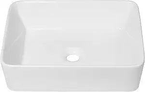 Sarlai Vessel Sink Rectangular - 19"x15" White Bathroom Sink Rectangle Above Counter Porcelain Ceramic Bathroom Vessel Vanity Sink Art Basin