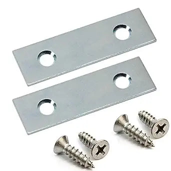 Zinc Plated Steel Mending Plate 1/2" x 2" (10 Pack) with 20 pcs 1/2" x 4 Gauge Flat Head Phillips Screws