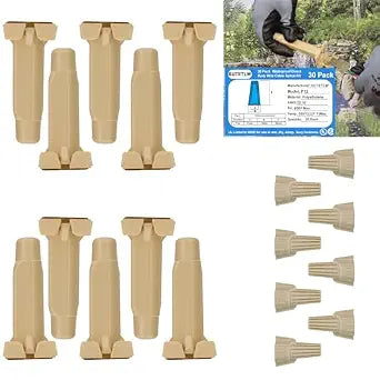 30 Pack Waterproof Direct Bury Wire Cable Splice Kit 22AWG-10AWG,Outdoor Seal Electrical Nuts Caps Cable Terminal Connector for Landscape Light, Irrigation Valves, Wet Location Installation
