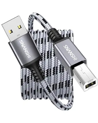 SNANSHI USB Printer Cable 6ft, Nylon Braided Printer Cable to USB Stable Wired Connection for HP, Canon, Brother, Epson  Plug & Play, Works with DeskJet, OfficeJet, PIXMA, MFC Series