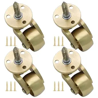 Litoexpe 4 Pcs Brass Caster Stem Wheels