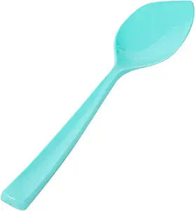 Restaurantware-4.5 x 1 Inch Dessert Spoons, 100 Disposable Tasting Spoons - Sturdy Handles, Premium, Teal Plastic Ice Cream Spoon, Heavy-Duty, For Gelatos, Sundaes, Puddings, And More