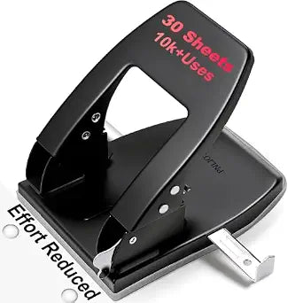 2 Hole Punch, 30-Sheet Capacity Paper Puncher with Adjustable Paper Guide