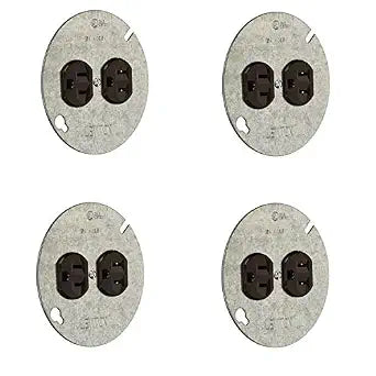 Leviton 5042 15 Amp, 125 Volt, Duplex Receptacle On 4-Inch Cover, Zinc Plated Steel - 4 PACK