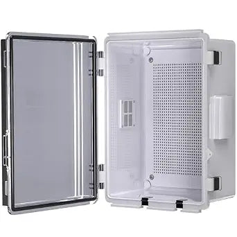 ABS Electrical Junction Box, Ventilated Design, Cable Grommets, IP65 Waterproof Enclosure, Indoor/Outdoor Use with Mounting Panel. (Clear Cover, 11"x7.4"x5.5")