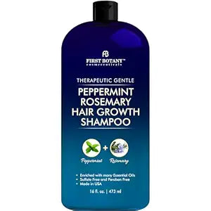 Peppermint Rosemary Hair Regrowth Shampoo - Anti Hair Loss product, Daily Hydrating, Detoxifying, Volumizing Shampoo and Fights Dandruff For Men and Women 16 fl oz