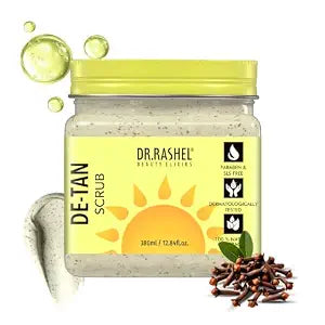 DR.RASHEL De-Tan Scrub 12.84 Fl Oz 380ml | Face, Body, Hand & Foot Exfoliator | Walnut Powder & Clove Extract | Tan, Dead Skin & Blackhead Care | Oil Control | Suitable for Most Skin Types