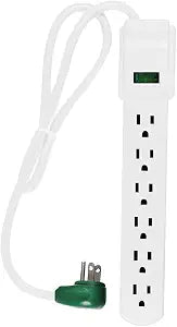 Power by GoGreen 6 Outlet Surge Protector, 2.5' Cord, White (GG-16103MS)