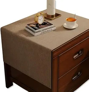 Bedside Table Mat Nightstand Dust Cover Waterproof Cotton and Linen- Brown