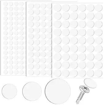 Pndeyo 290pcs Self-Adhesive Screw Cover Stickers, 3 Sizes, White