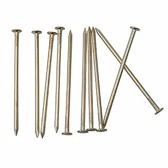 JEGONFRI 60PCS 3" x 12Ga Brass Plated Wall Nails for Hanging, Wood Nails