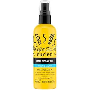 Got2b Curled Hair Spray Oil, 4oz, for curl types 3-4, curly and coily hair, helps control frizz and nourishes the scalp