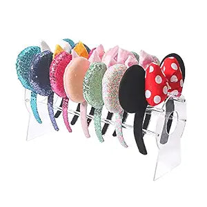 Acrylic Headband Holder Organizer,Headband Storage Display Stand,Disney Mickey and Minnie ear holder,Clear Hair Accessory Rack For Girls Room (Acrylic, 1 Tier)