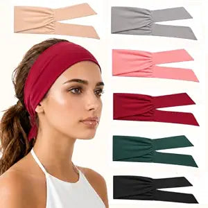 WILLBOND 6 Pcs Tie Headband for Women Adjustable Wide Bandanas, Classical
