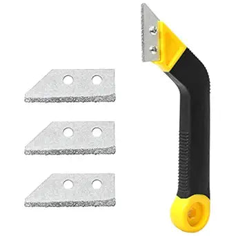 Coitak Tile Grout Saw Grout Removal Tool with 3 Pieces Extra Blades, Yellow