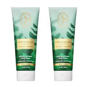 Bath & Body Works Eucalyptus Spearmint Aromatherapy Body Cream, Ultimate Hydration Moisturizer for Stress Relief with Shea Butter & Hyaluronic Acid for Dry Skin, 8 fl oz - 2 Pack