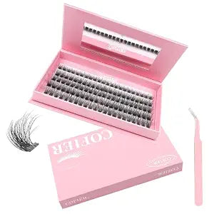 Wispy Lash Clusters Kit, 100 Pcs Individual Eyelash Clusters (12-20mm) - DIY Lash Extension Kit with Lash Glue, Sealant & Tweezers, Natural Fake Lashes for Home Use, Beginners Friendly