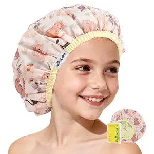 Years calm Kids Shower Cap, Waterproof Reversible Double-Layer Bath Cap