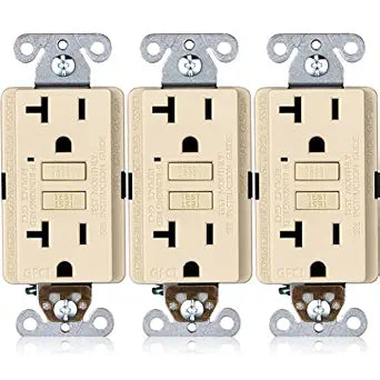 Faith [3-Pack] 20A GFCI Outlets, ETL Listed, Non-Tamper-Resistant GFI Duplex Receptacles with LED Indicator, Self-Test Ground Fault Circuit Interrupter, Ivory, 3 Piece