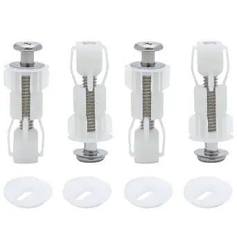 4 Pack Toilet Seat Hinges Bolt Kit Replacement Parts Non Loose Toilet Seats Screws and Bolts Nuts Set Hardware Blind Hole Fixings for Top Mount Toilet Seat with Easy Clean & Change Hinge