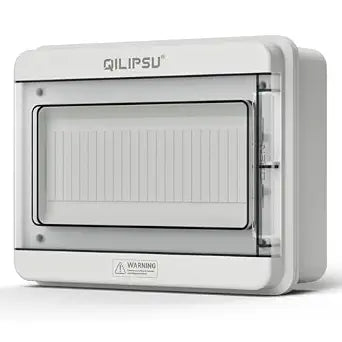 QILIPSU 12 Way DIN Rail Circuit Breaker Box UL94-V0 PC/ABS IP65 Waterproof Distribution Enclosure with Longer Bus Bars for Indoor Outdoor and Solar Use