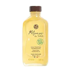 Yves Rocher Monoï de Tahiti Traditional Nourishing Body & Hair Oil — 97% Pure Tahitian Monoi with Tiare Flower, Deep Moisturizing Oil for Silky Skin & Soft Hair, 3.3 fl oz