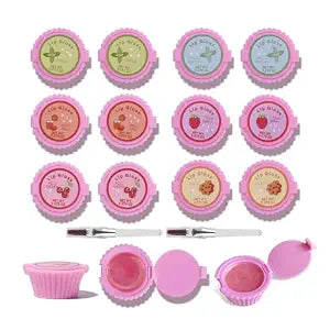 12 Pcs Cupcake Lip Gloss for Girls Party Favors Lip Balm Set Assorted Fruity Favors Cute Cupcake Designs Birthday Gift