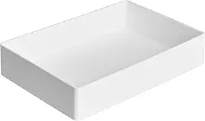 Amazon Basics Rectangular Plastic Desk Organizer with Storage Trays, Accessory Tray, Drawer Organizer, 9.4 x 6.7 x 2 inch, White
