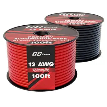 GS Power 12 Gauge Wire Automotive - 200ft CCA Primary 2 Spools