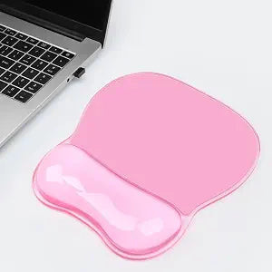 Gel Wrist Rest for Mouse,Ergonomic Mousepad with Clear Cushioned Palm Rest,Gel Mouse Pad with Wrist Support,Small Desk Mat,Office Desk Work Accessories for Women,Carpal Tunnel Relief (B-Pink)