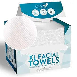 Eva Naturals Disposable Face Towels XL 100% Viscose Eucalyptus, Soft, 50ct