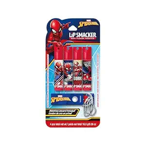 Lip Smacker Lip Balm & Lanyard Duo - Flavored Moisturizing, Smoothing Soft Shine, Hydrating & Protecting Fun Tasty Flavors, Cruelty-Free & Vegan - Spiderman