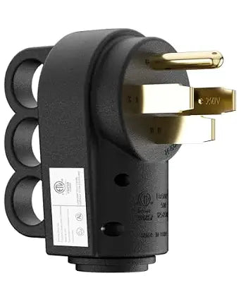 1 Pack Power Grip 50 Amp Replacement Plug - Head Attaches to Existing RV Extension Cord - Features 50 Amp RV Plug (NEMA 14-50P) with Ergonomic Designed Handle, Black