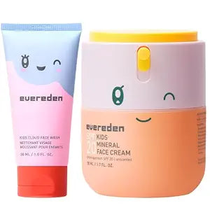 Evereden Kids Travel Size Face Wash & SPF 20 Cream, EWG Verified, Ages 3+