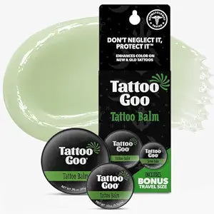 Tattoo Goo Tattoo Aftercare Balm, 0.75 oz & 0.32 oz, Travel Duo, Natural Olive Oil & Beeswax, Supports Vibrant Color, Hydrates Fresh Ink, Moisturizing & Lightweight, No Petroleum, Mild Scent
