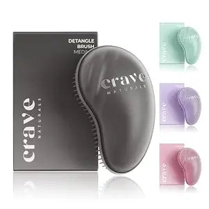 Crave Naturals Mini Detangler Hair Brush Black – Glide Thru Hair Detangler Brush for Women, Kids & Toddlers – Gentle Scalp Care, No-Pain Tangle-Free Hairbrush for All Hair Types, Travel Hair Brush